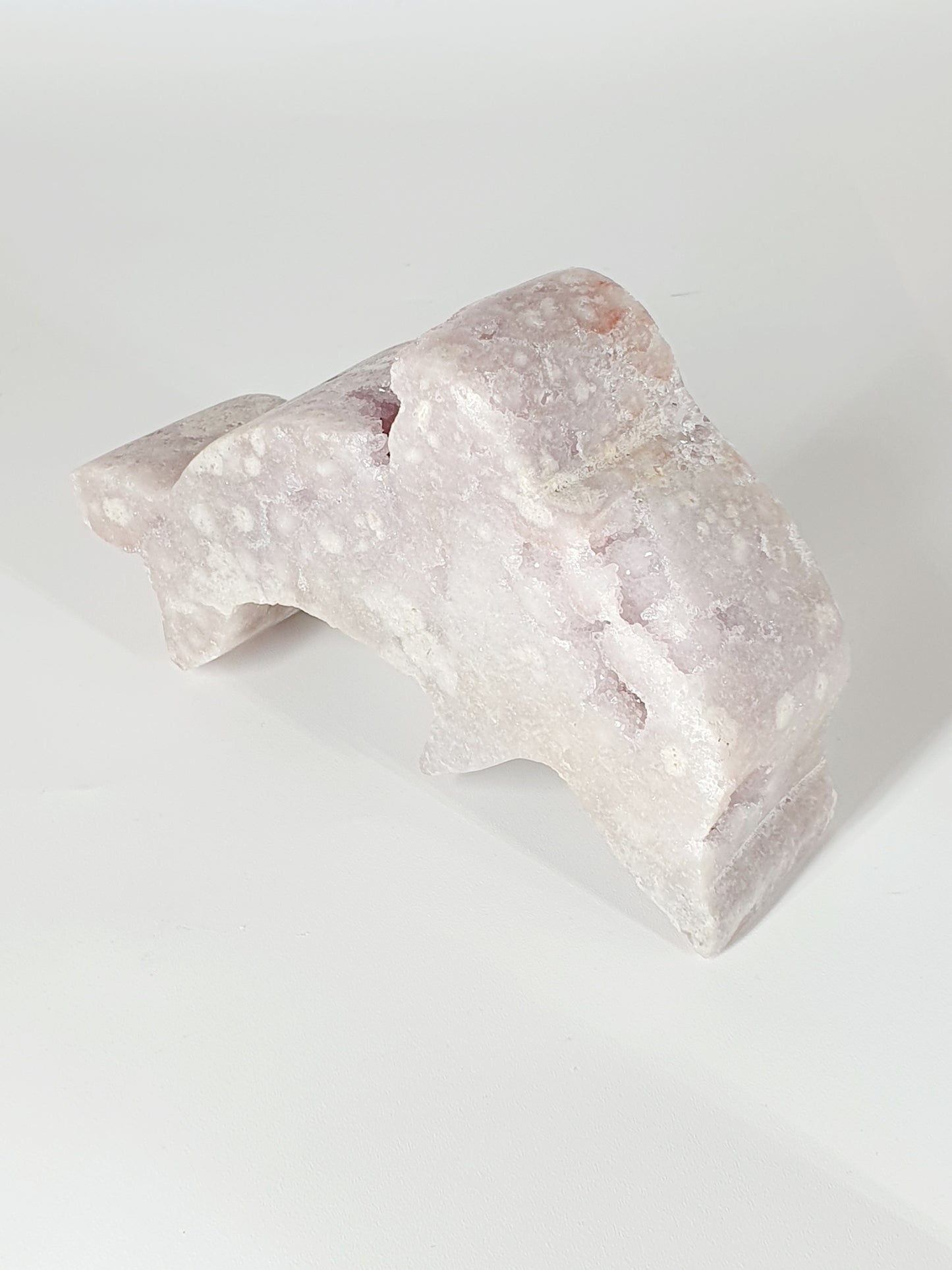 Hand-Carved Pink Amethyst with Crystal Heart - Enchanted Dolphin of Love