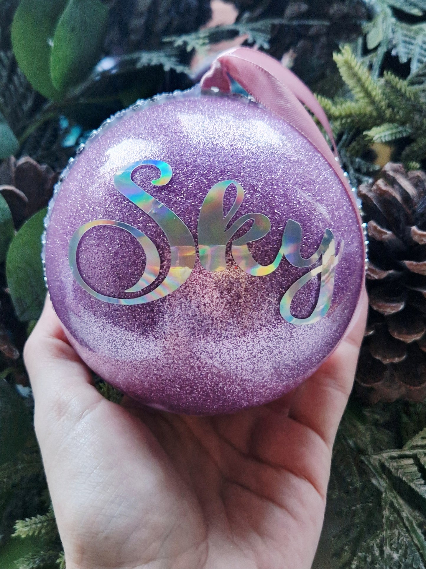 XL Personalised Christmas Tree Glitter Bauble
