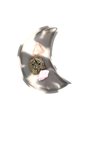 ๐ Chic Monochrome Delight! Handmade Concrete Crescent Moon Tray