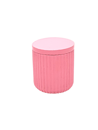 Artistic Handmade Ribbed Concrete Pot with Lid