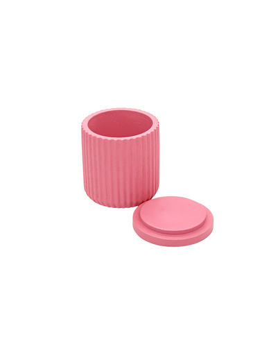 Artistic Handmade Ribbed Concrete Pot with Lid