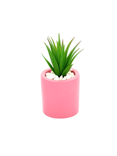 Handmade Pink Painted Concrete Pot - Modern Home Décor