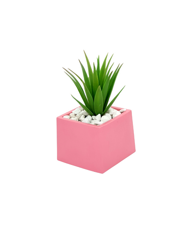 Handmade Square Concrete Pot - Deep Pink - Unique Home Décor
