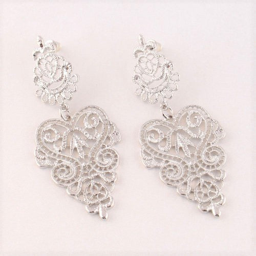 Bohemian Style Silver-Plated Drop Earrings
