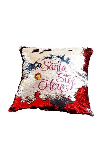 Christmas Santa Reversible Sequin Cushion