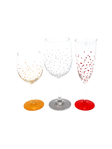 Hand Painted Red Polka Dot Champagne Glass