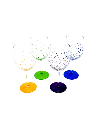 Hand Painted Green Polka Dot Wine Glass