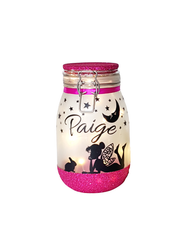 Large Personalised Fairy and bunny Themed Light