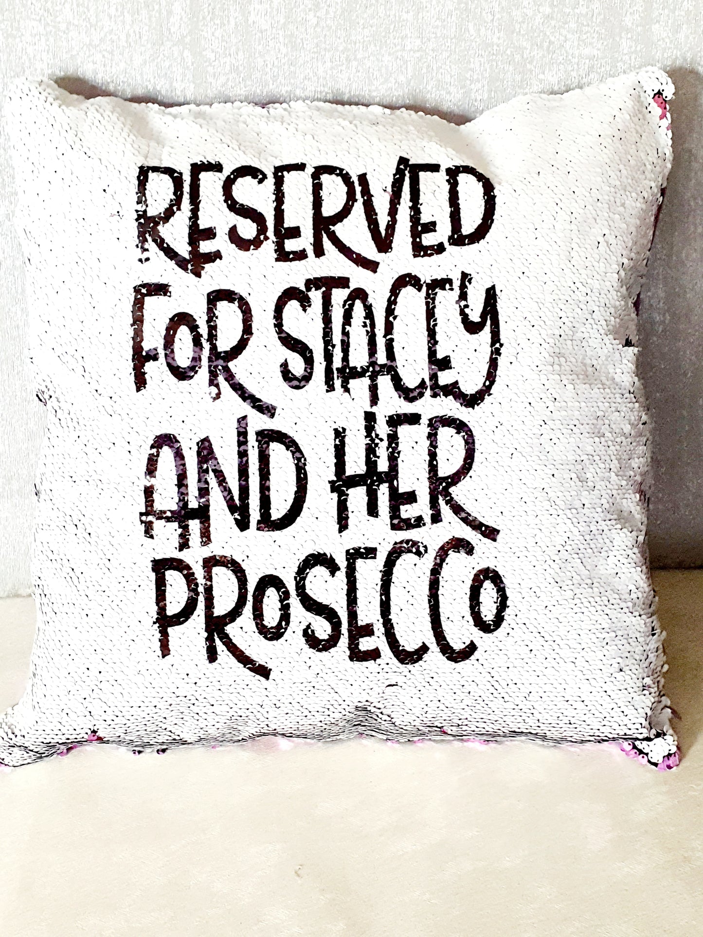 Personalised Prosecco Reversible Sequin Cushion