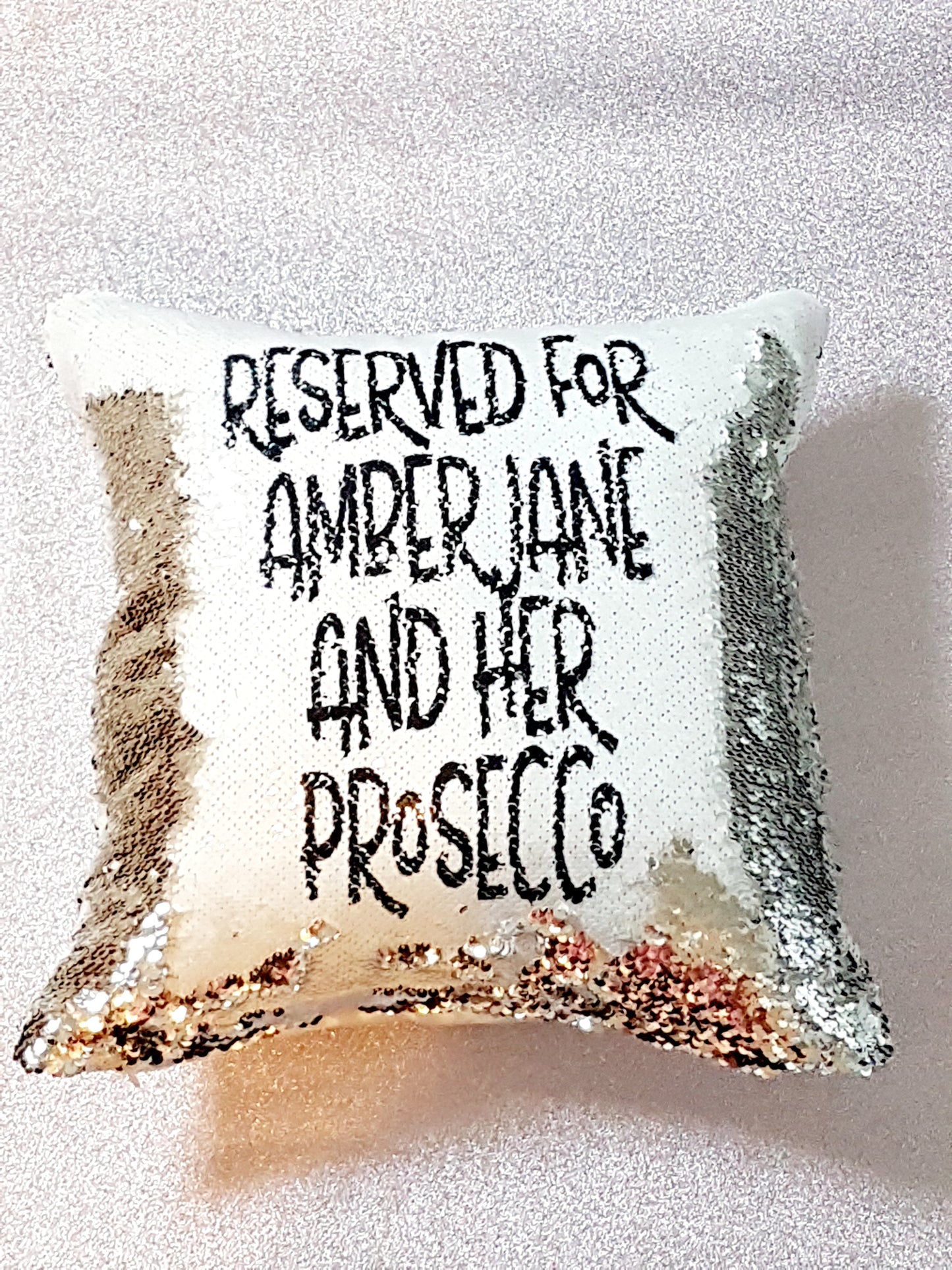 Personalised Prosecco Reversible Sequin Cushion