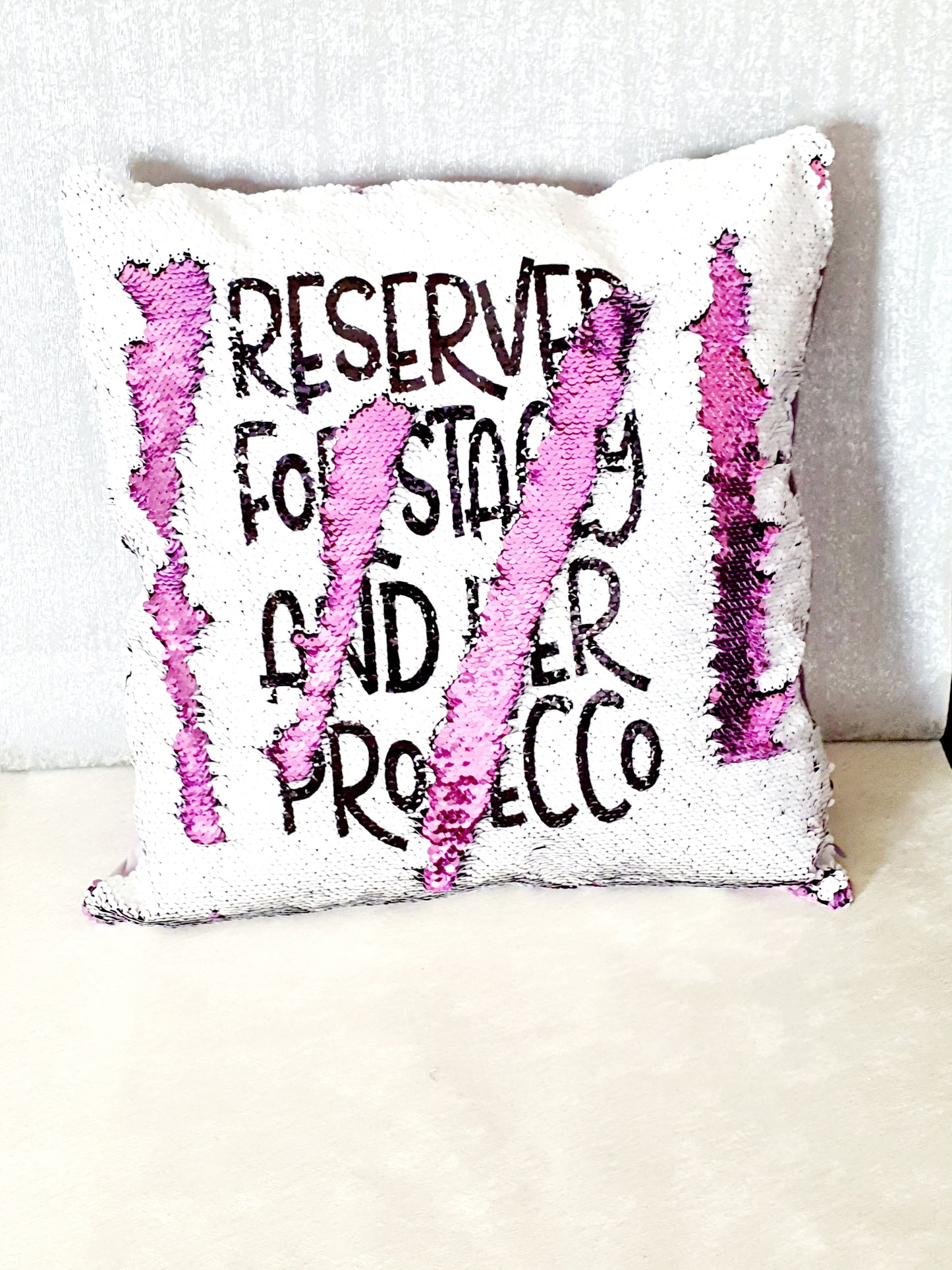 Personalised Prosecco Reversible Sequin Cushion