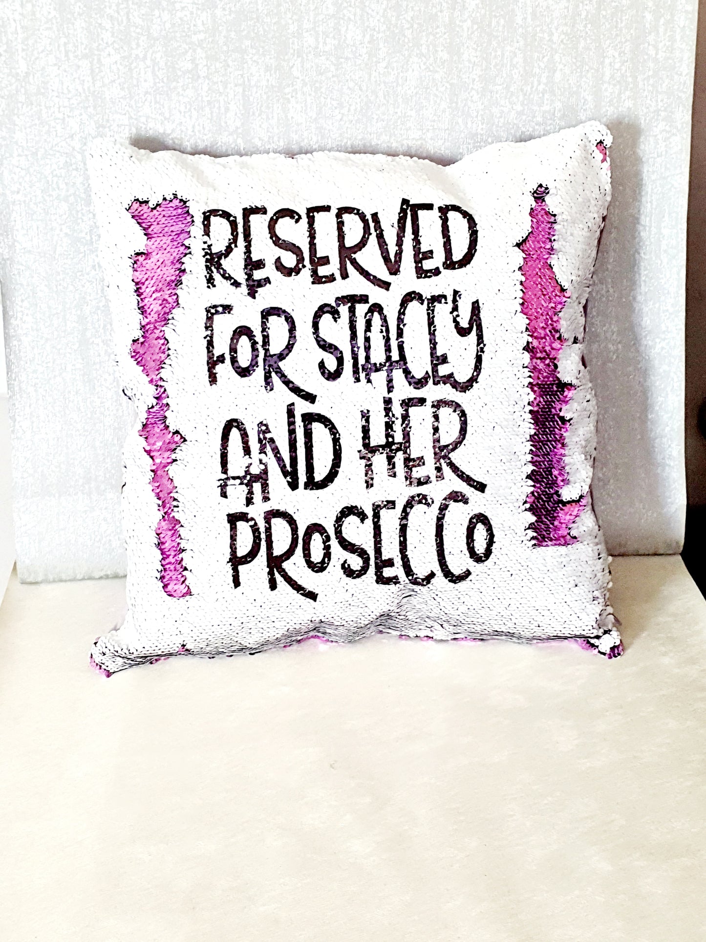 Personalised Prosecco Reversible Sequin Cushion