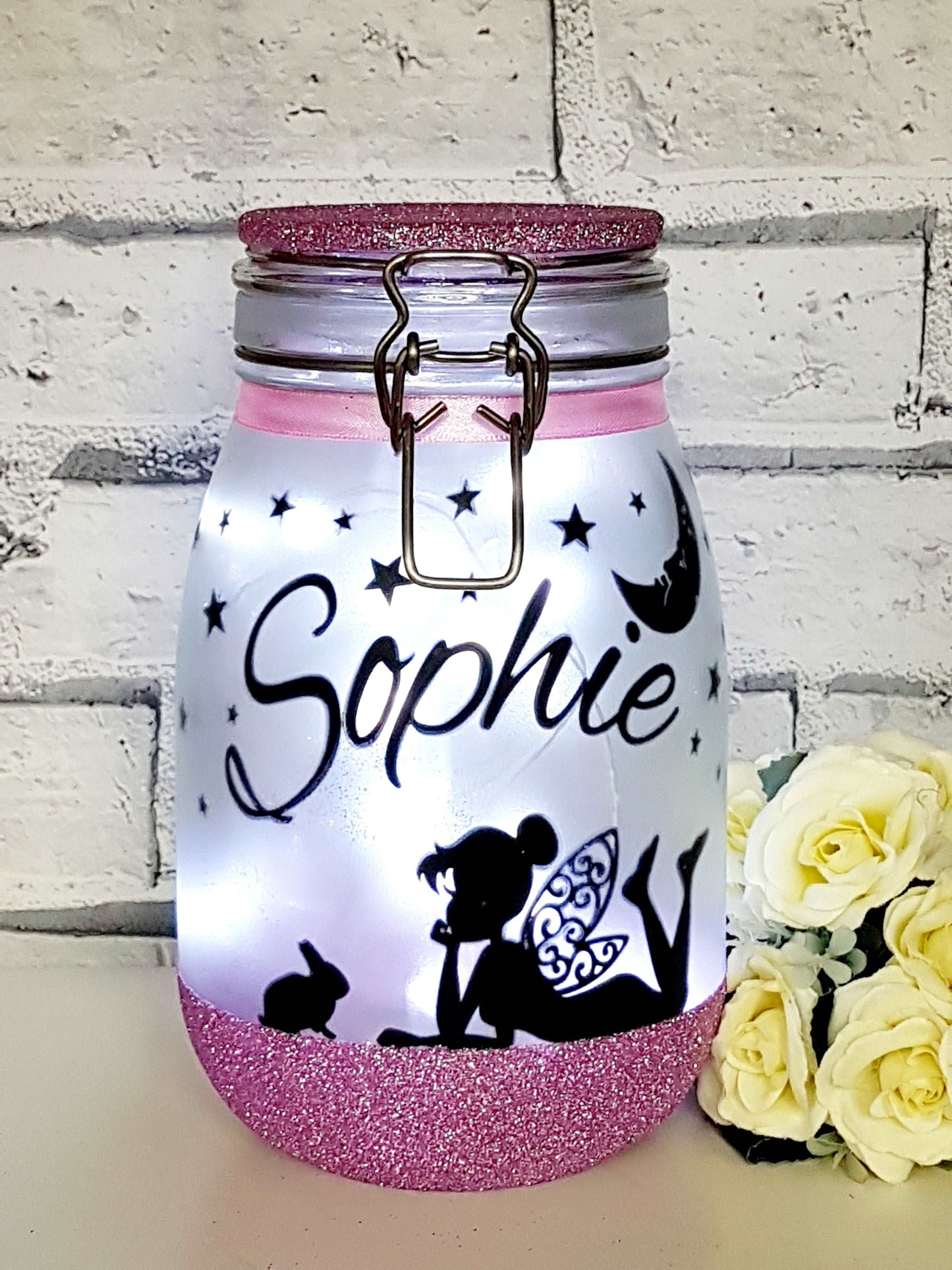Large Personalised Fairy and bunny Themed Light