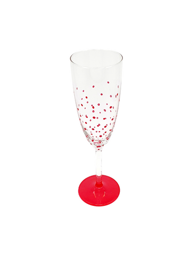 Hand Painted Red Polka Dot Champagne Glass