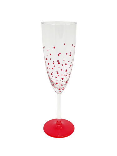 Hand Painted Red Polka Dot Champagne Glass