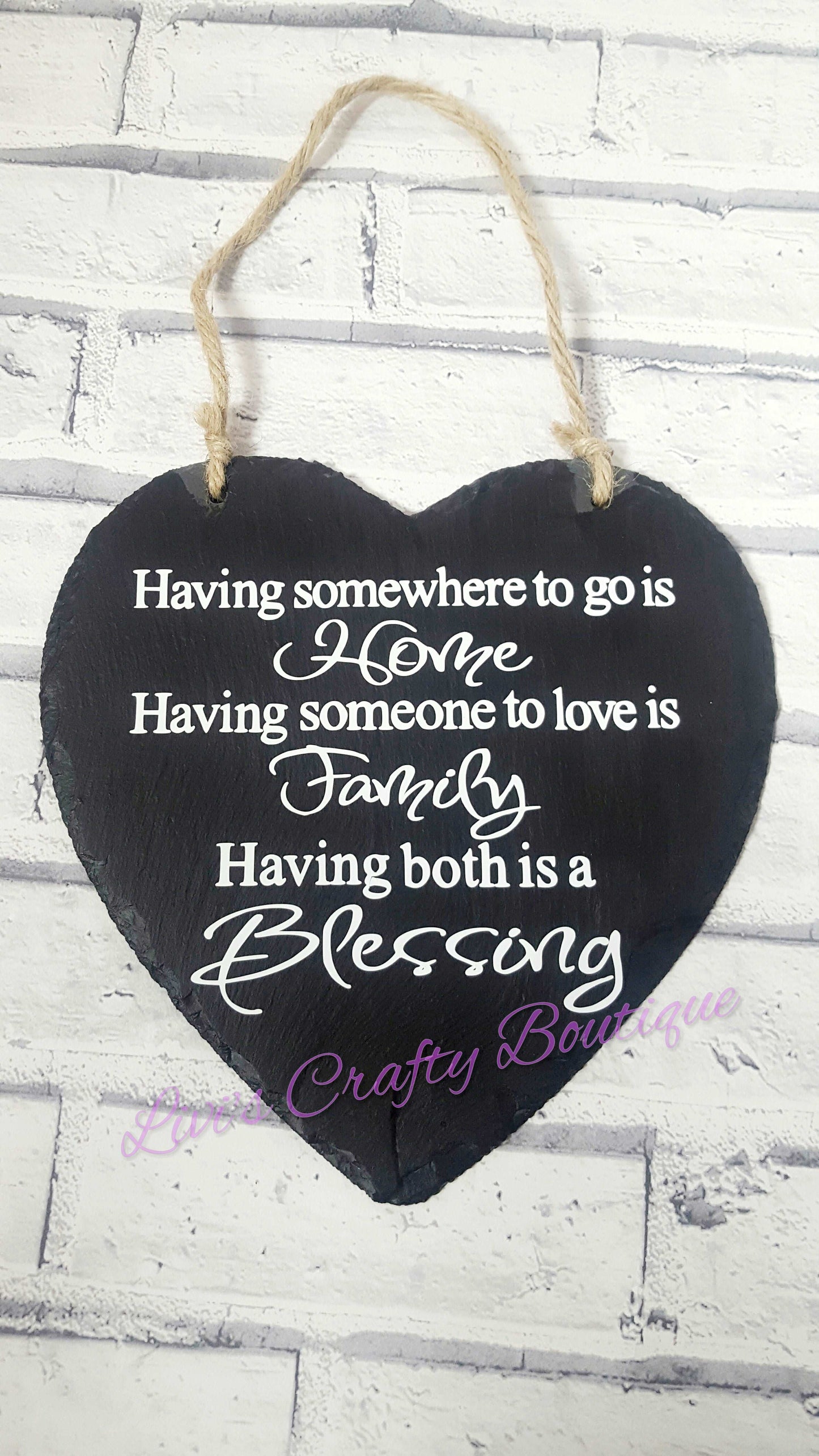 Large Family Heart Slate Wall Plaque