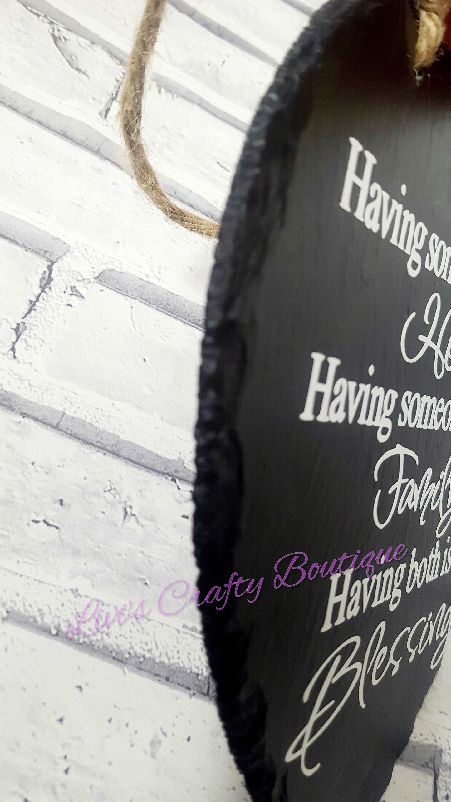 Large Family Heart Slate Wall Plaque