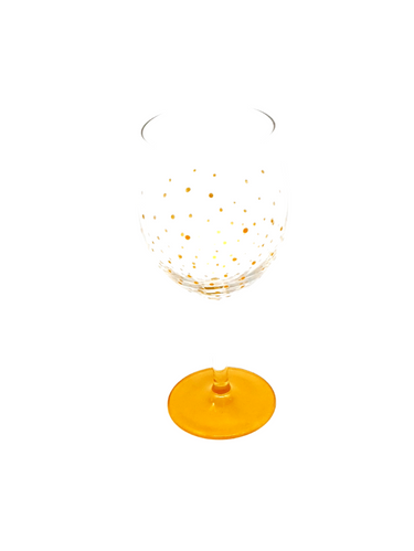 Hand Painted Gold Polka Dot Wine Glass