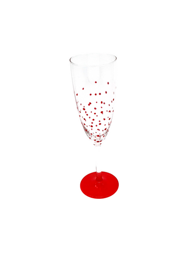 Hand Painted Red Polka Dot Champagne Glass