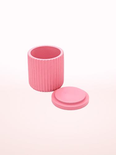 Artistic Handmade Ribbed Concrete Pot with Lid