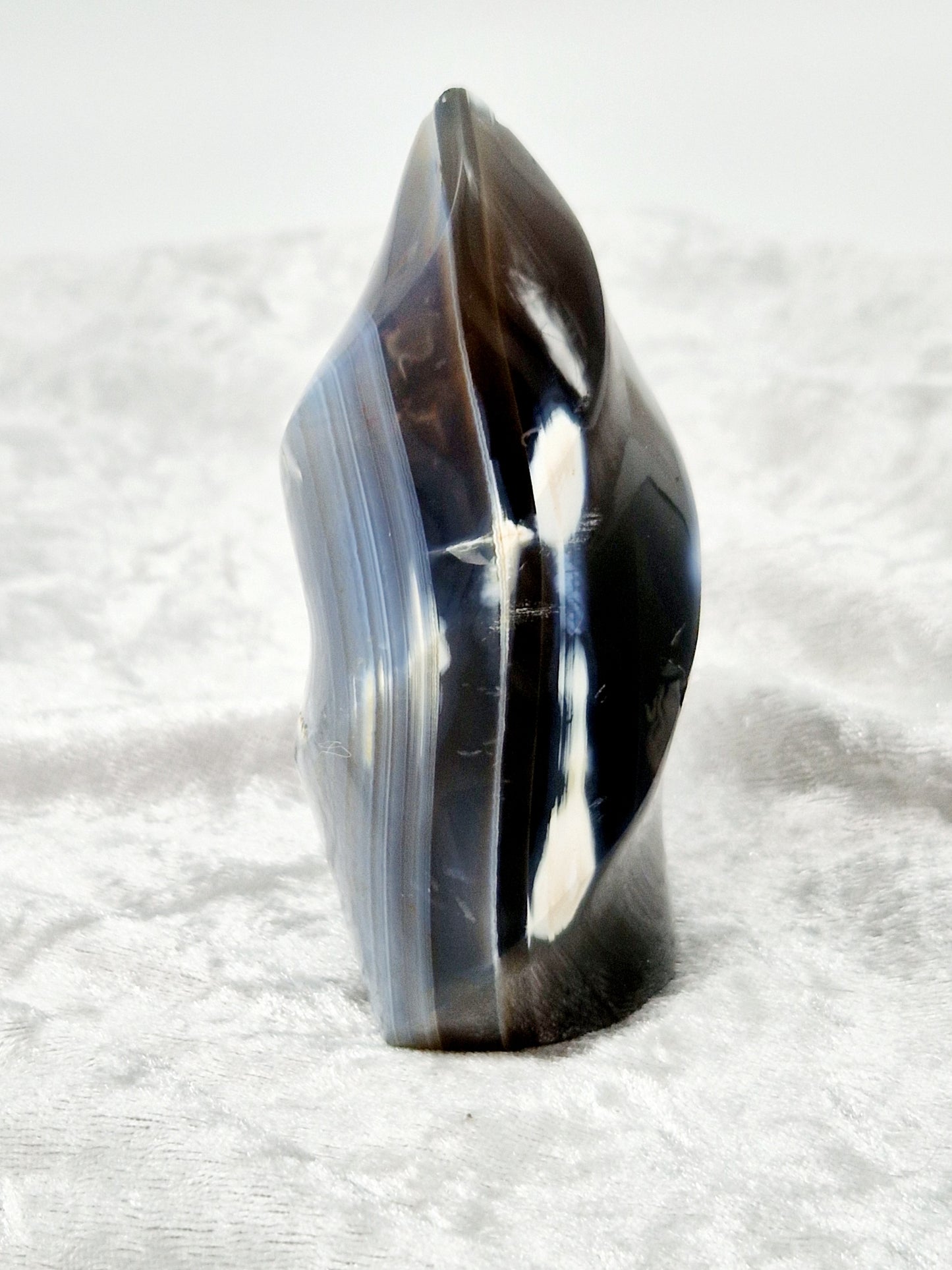 Orca Agate Flame Carving - Oceanic Power
