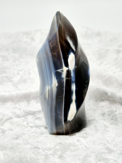 Orca Agate Flame Carving - Oceanic Power