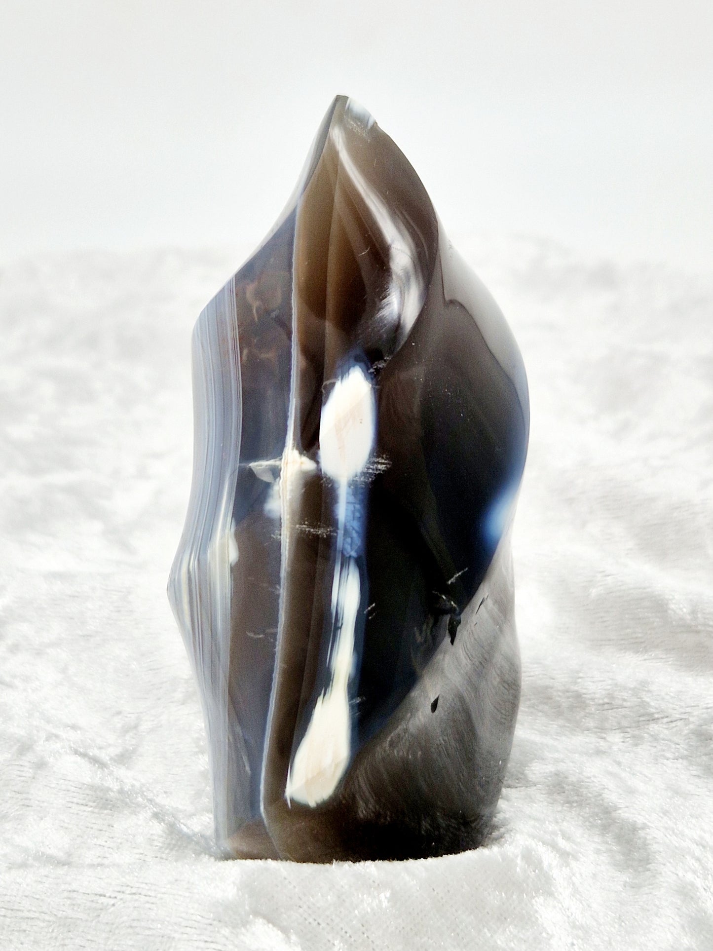Orca Agate Flame Carving - Oceanic Power