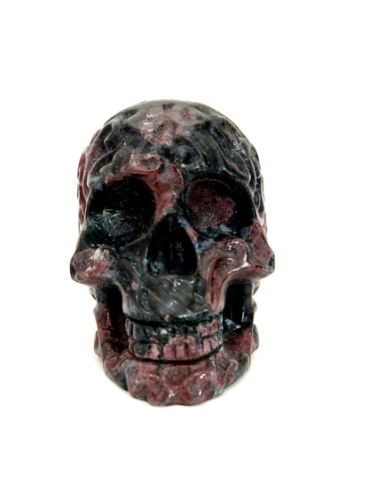 Hand-Carved Garnet Skull - Gothic Elegance