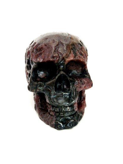 Hand-Carved Garnet Skull - Gothic Elegance