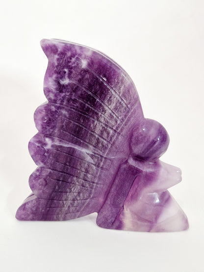 Mystical Purple Fluorite Fairy Carving - Freestanding