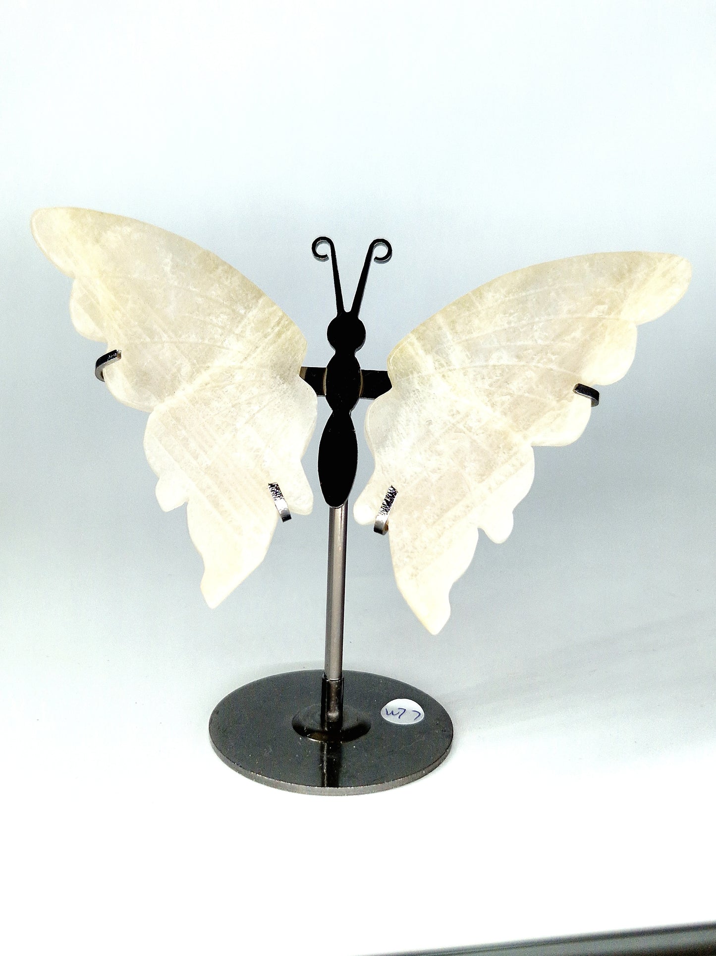 Moonstone with Blue Flash Butterfly Wings on Metal Stand - Lunar Magic