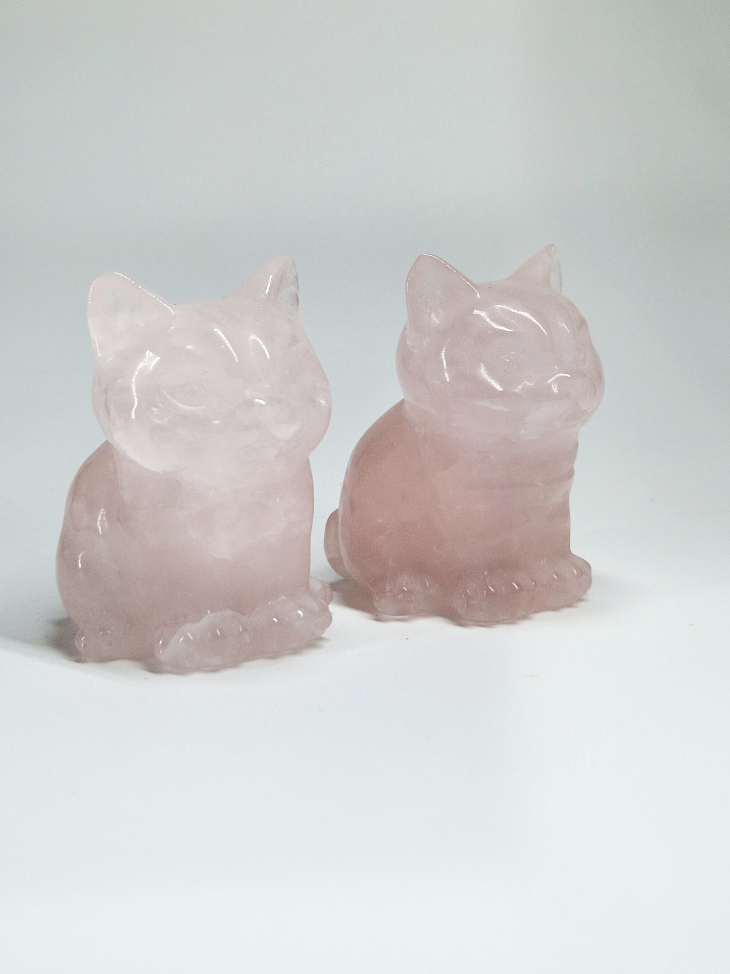 Carved Rose Quartz Cat