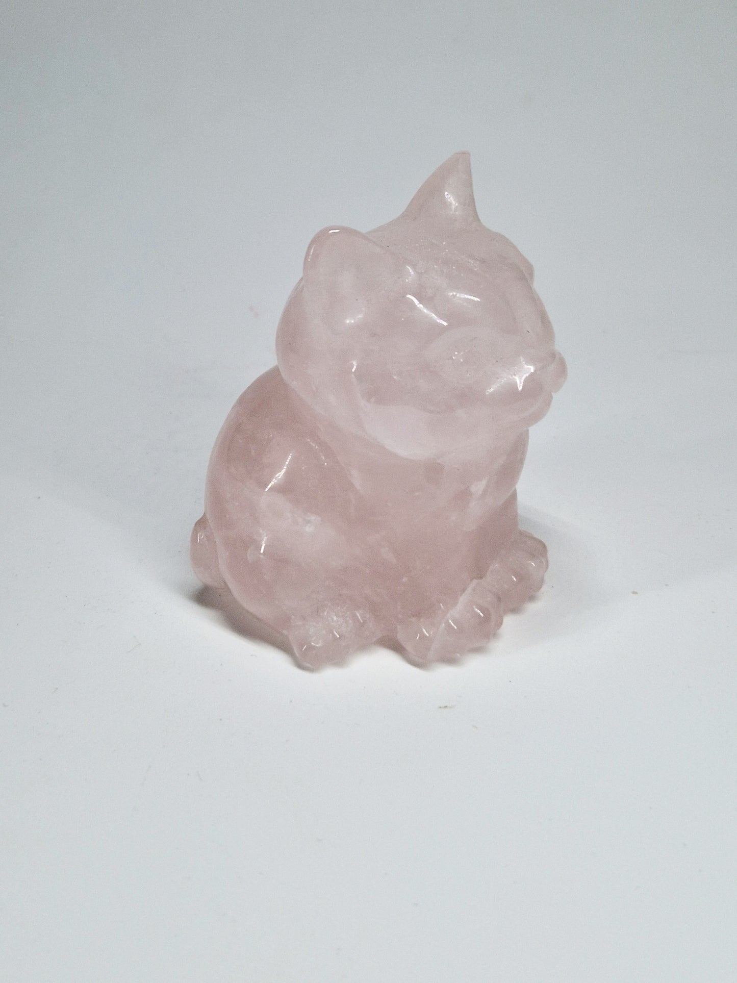 Carved Rose Quartz Cat
