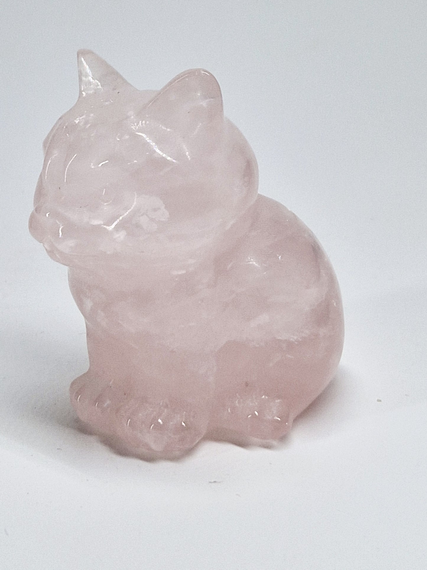 Carved Rose Quartz Cat
