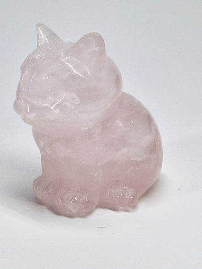 Carved Rose Quartz Cat