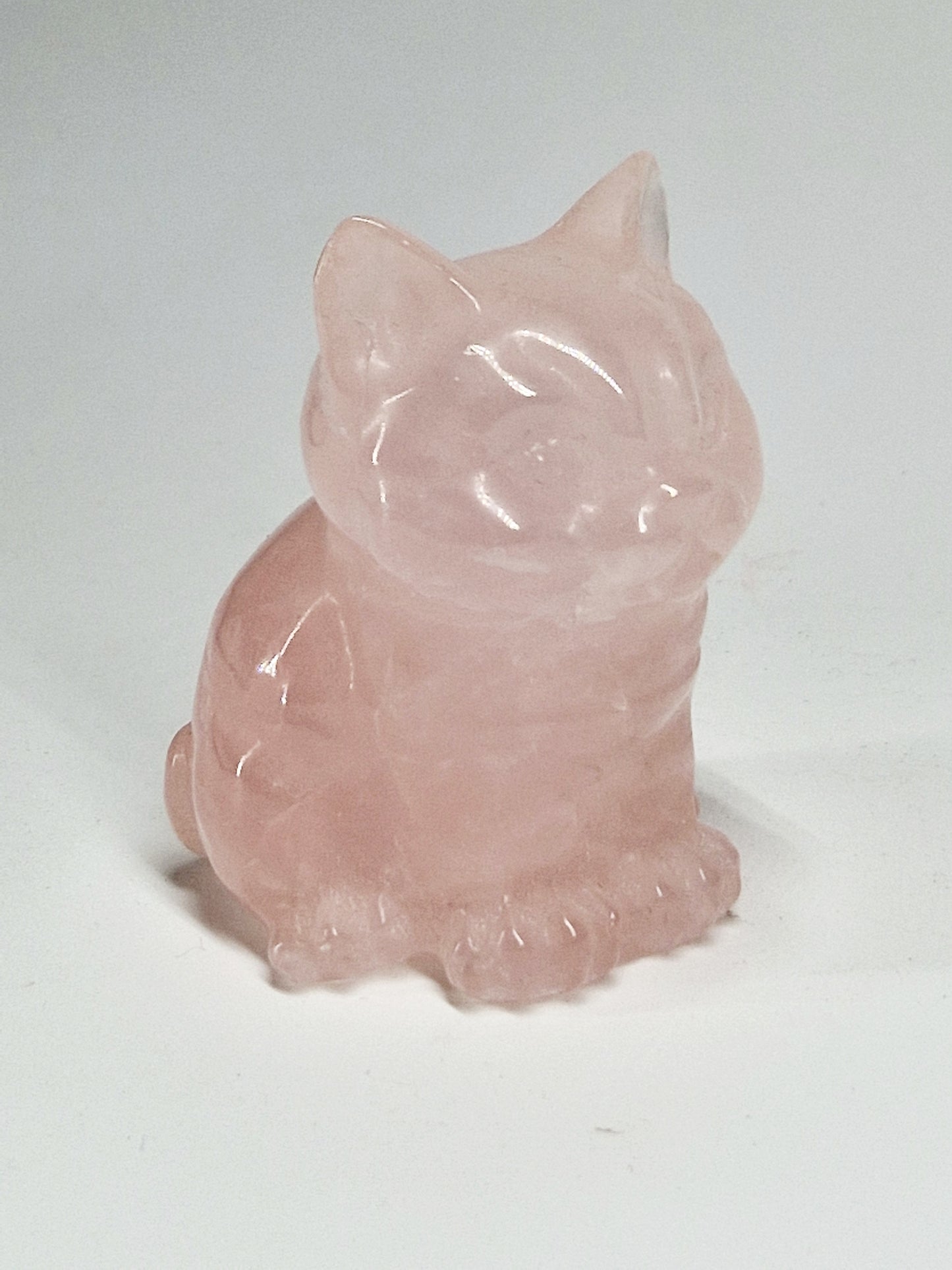 Carved Rose Quartz Cat