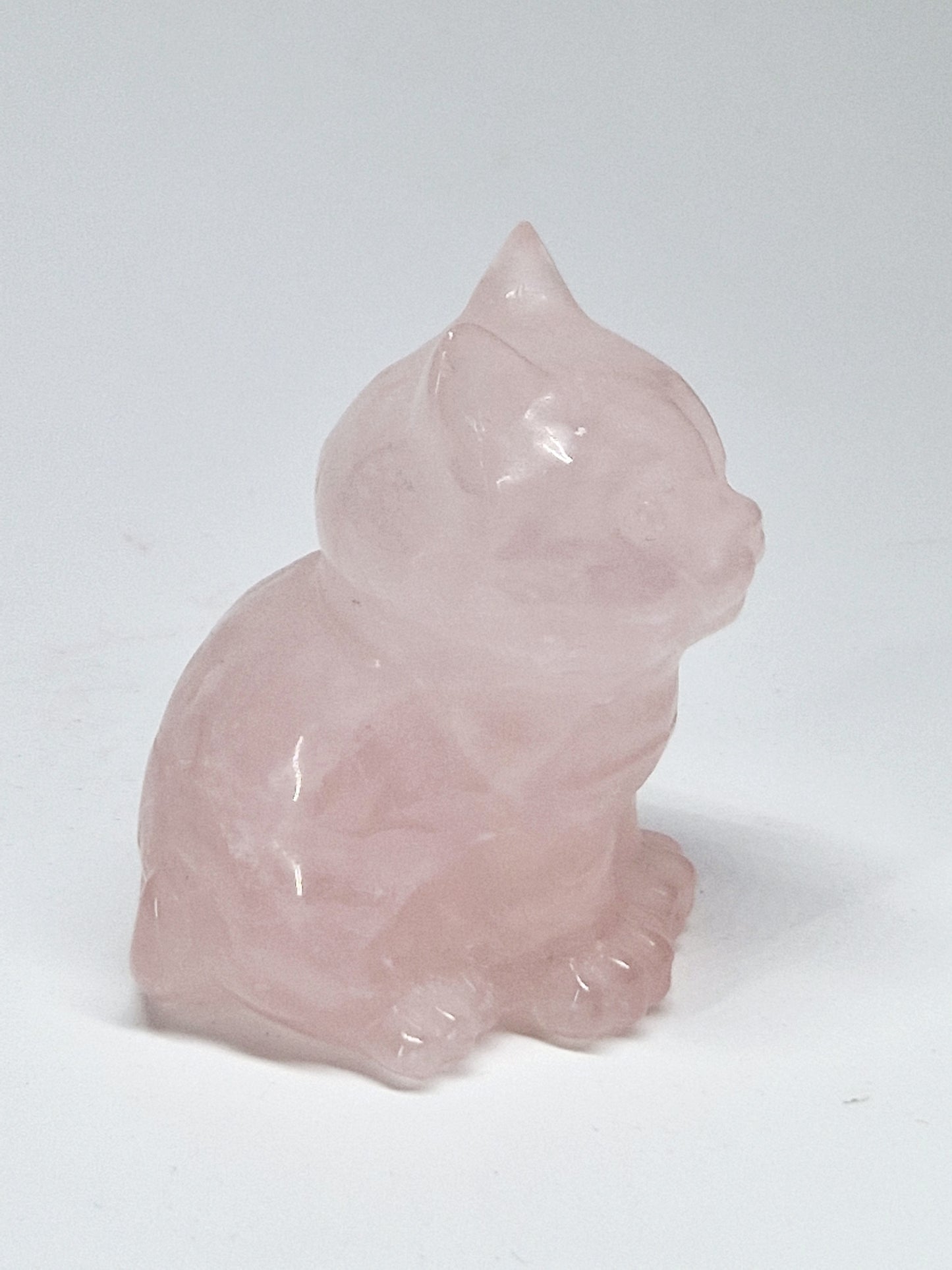 Carved Rose Quartz Cat