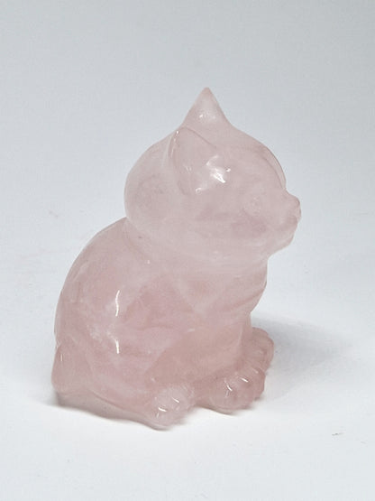 Carved Rose Quartz Cat