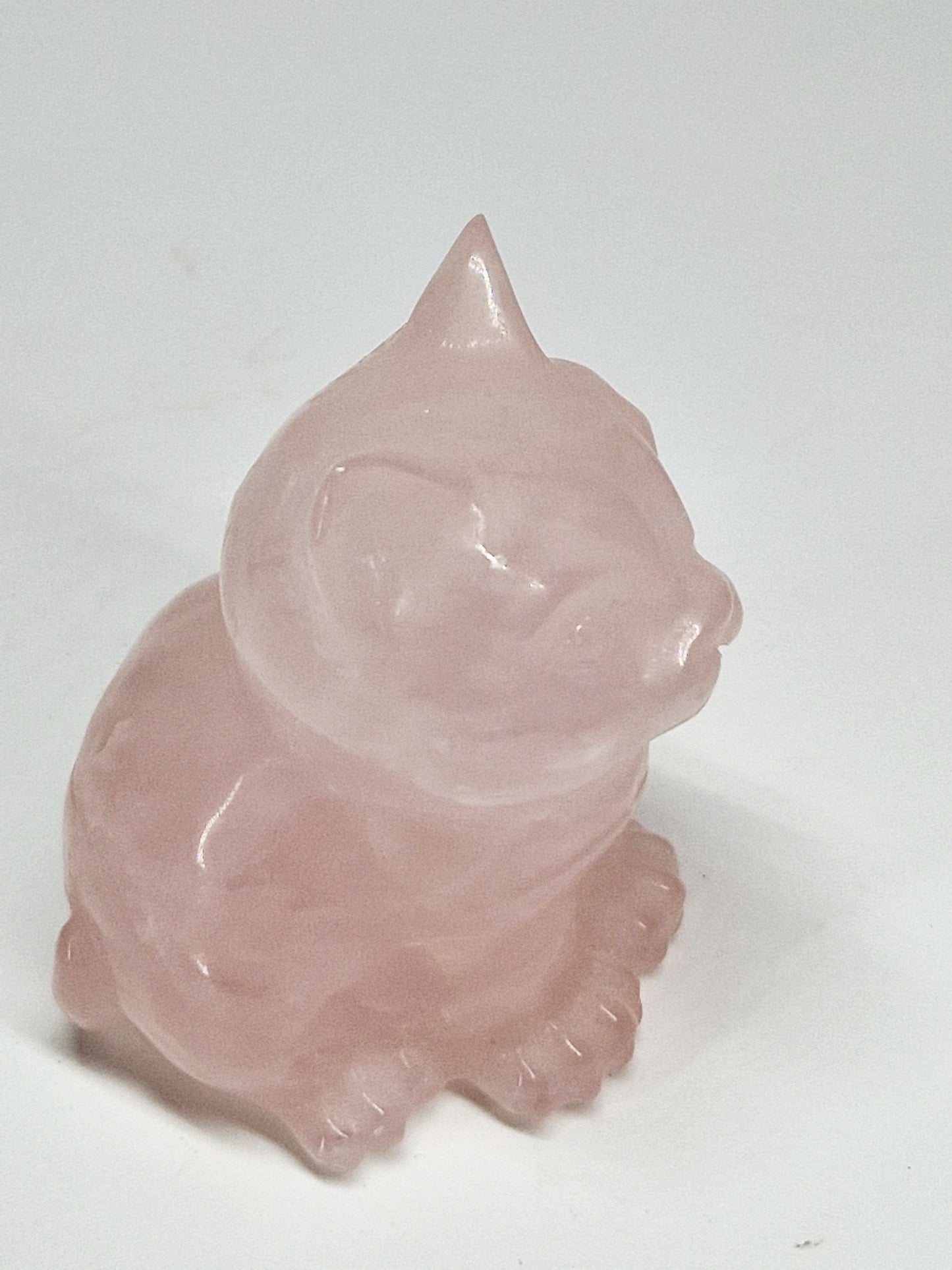 Carved Rose Quartz Cat