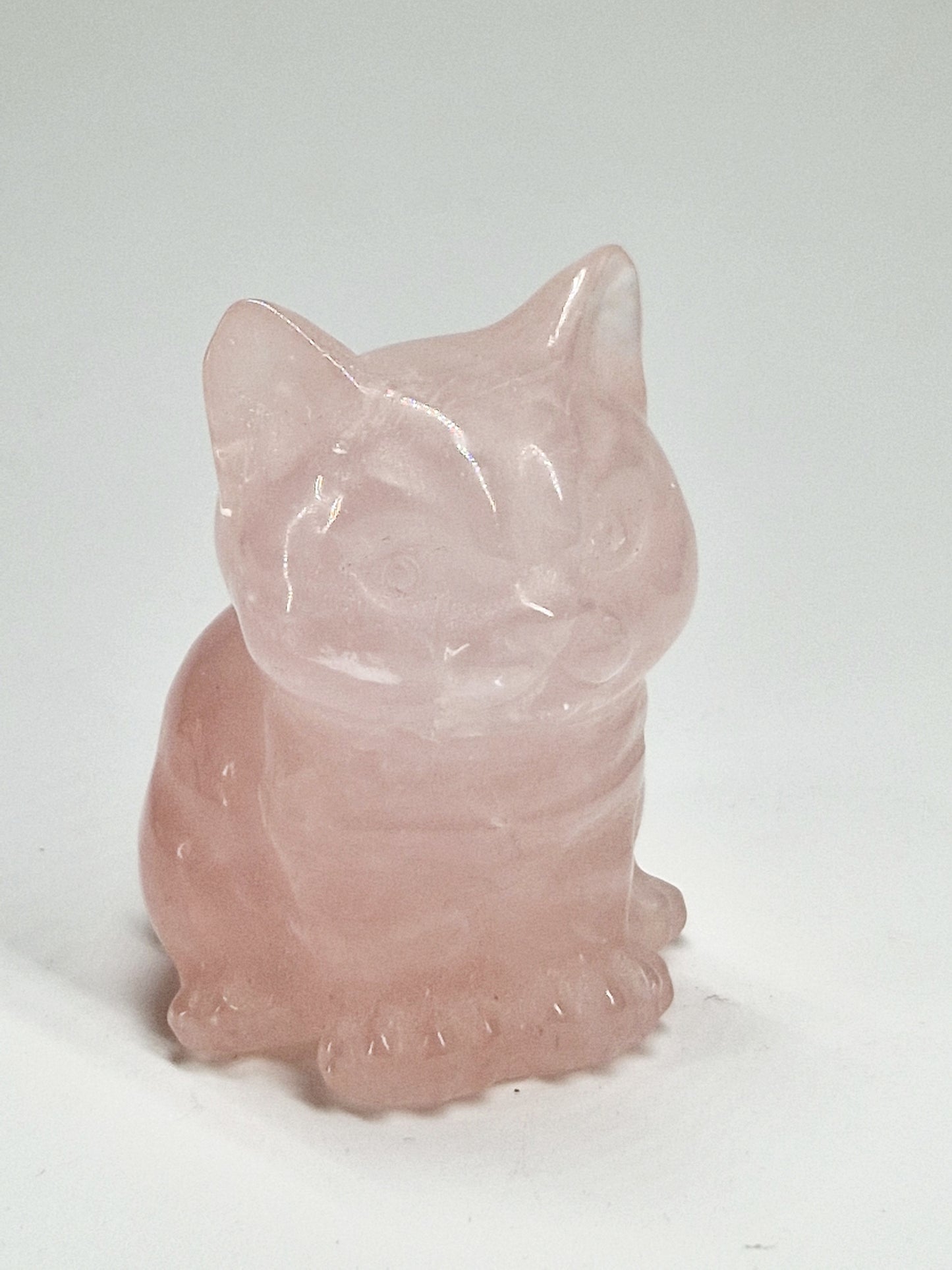 Carved Rose Quartz Cat