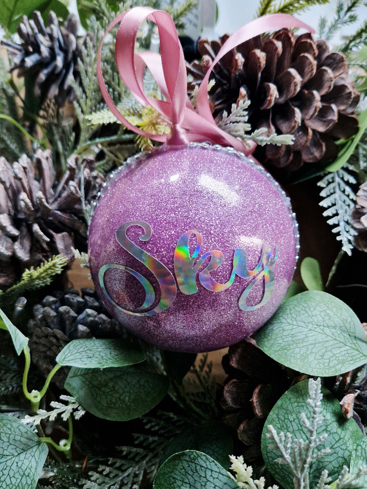 XL Personalised Christmas Tree Glitter Bauble