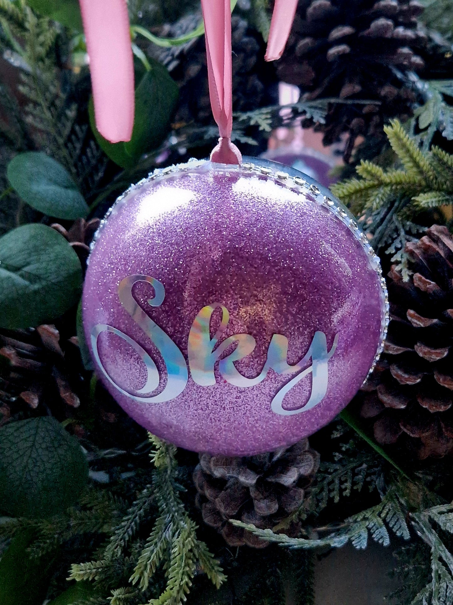 XL Personalised Christmas Tree Glitter Bauble