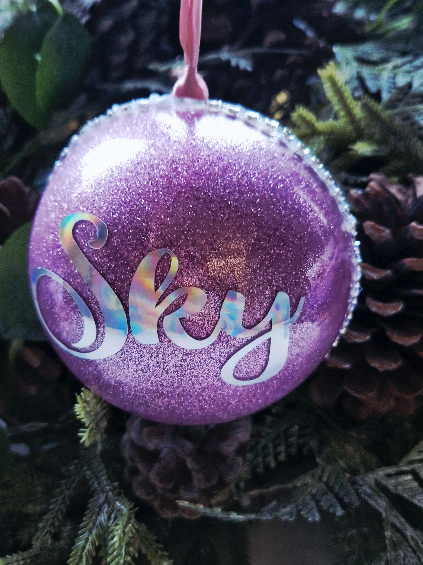 XL Personalised Christmas Tree Glitter Bauble