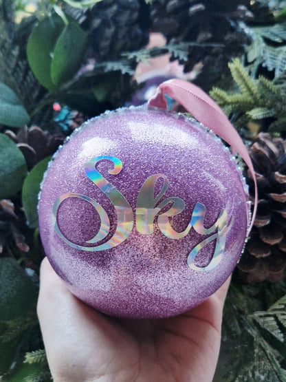 XL Personalised Christmas Tree Glitter Bauble