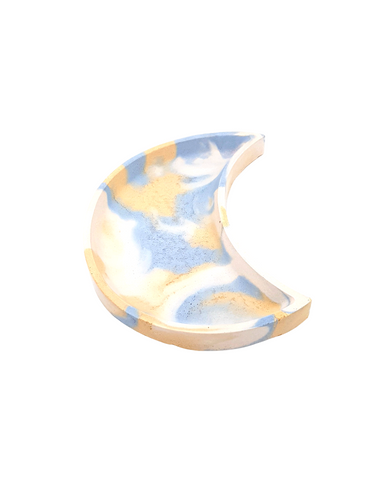 Handmade Concrete Crescent Moon Shaped Tray - Elegant Home Décor