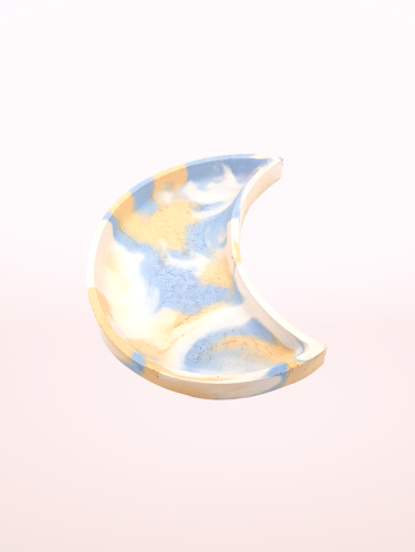 Handmade Concrete Crescent Moon Shaped Tray - Elegant Home Décor