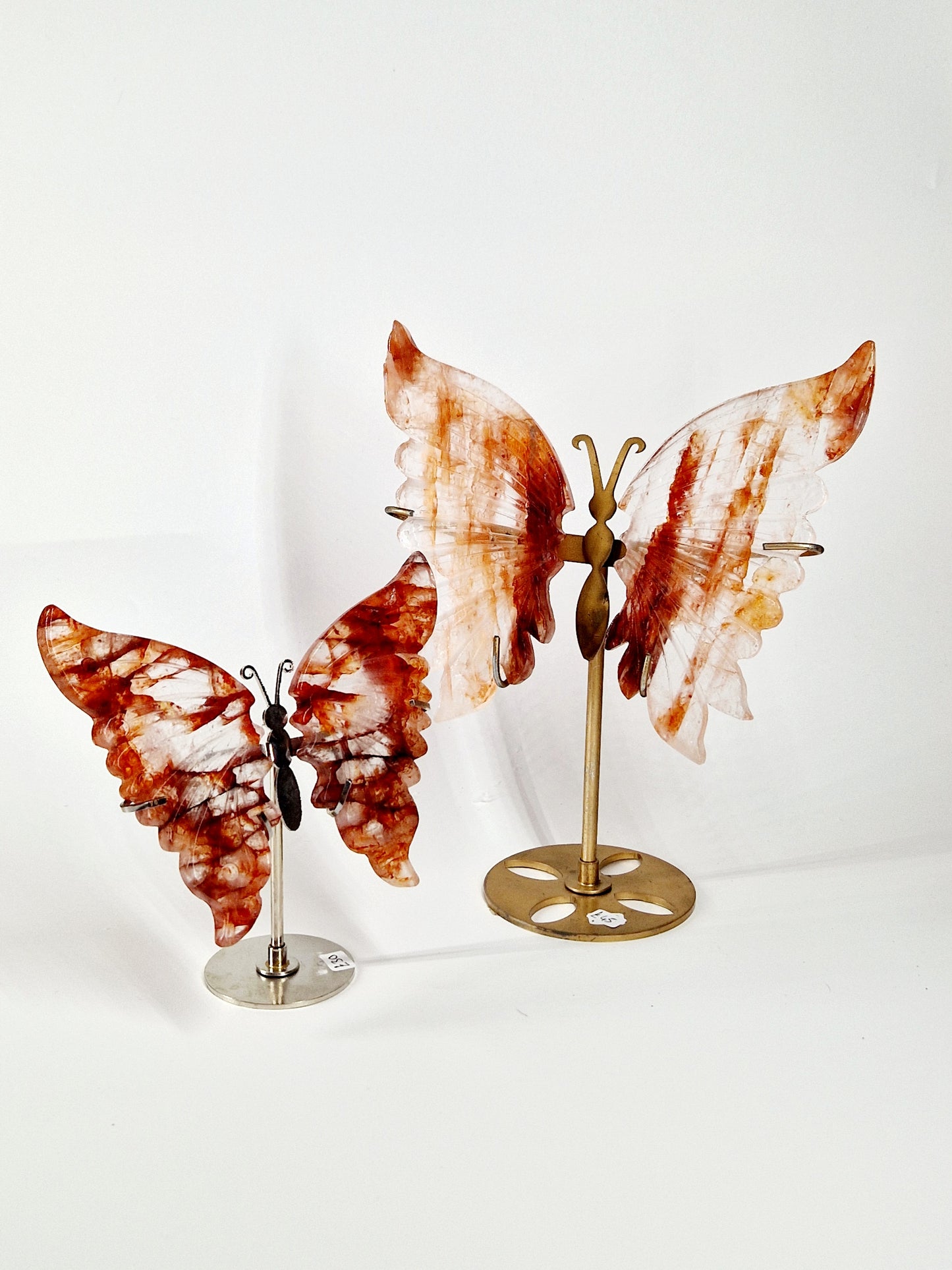 Fire Quartz Butterfly Wings on Stand – Hand-Carved Crystal Décor