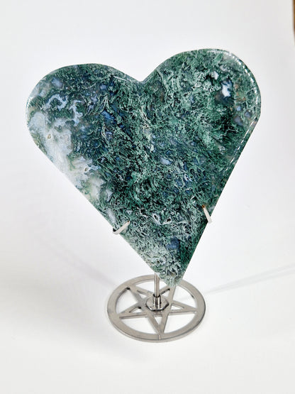 Green &amp; Blue Moss Agate Carved Hearts – A Symbol of Growth and Serenity
