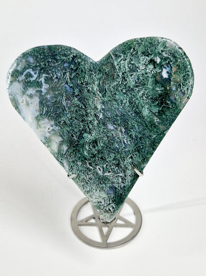 Green &amp; Blue Moss Agate Carved Hearts – A Symbol of Growth and Serenity