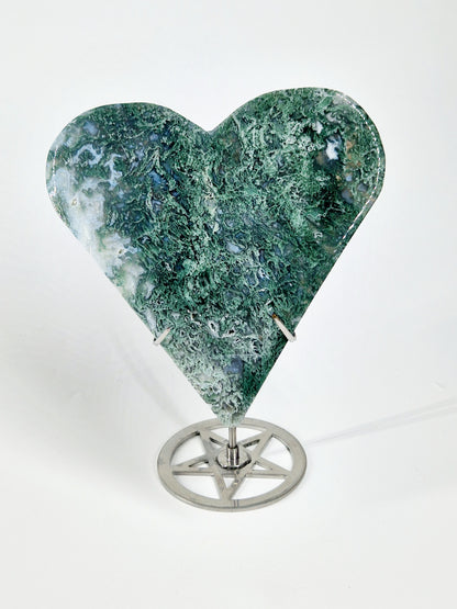 Green &amp; Blue Moss Agate Carved Hearts – A Symbol of Growth and Serenity